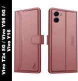 Aibex Flip Cover For Vivo T2x 5G / Vivo Y56 5G / Vivo Y16 4G|Vegan PU Leather|Foldable Stand & Pocket |Magnetic (Cases With Holder, Pack Of: 1)