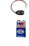 Amakart 1 Pc 9 VOLTS HW BATTERY With 1 Pc Connector, HI WATT 100% Original 9V Long Life Carbon Zinc Batteries Battery