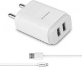 Ambrane AWC 22 2.1A Dual Port Fast Charger With Charge & Sync USB Cable Mobile Charger (Cable Included)