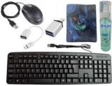 Anjo 6 In 1 Combo Of Wired LED Mouse Pad Cleaning Gel OTG Type C & Micro OTG Wired USB Multi Device Keyboard