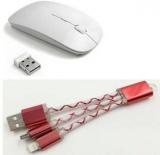 Bb4 Micro USB + 8 Pin Lightning TO USB DATA Cable WITH ULTRA SLIM Wireless Optical Mouse (USB)