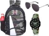 Blubags Fabric 30 LTR Camouflage Military Laptop Bag/School Bag+Analogue Army DIAL Watch+Aviator Black 30 L Laptop Backpack