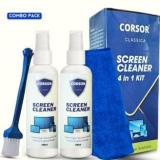 Corsor 4IN1 COMBO KIT Pack of 2x100 ml Screen Cleaning Kit with Microfiber Cloth and Brush for Computers, Mobiles, Laptops, Gaming