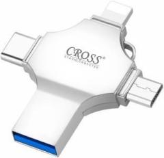 Cross 4 in 1 Flash Drive with Light ning, Micro USB, USB A, Type C 64 GB Pen Drive