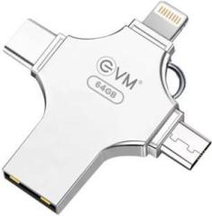 Evm EnStore 4 in 1 OTG FlashDrive/Type C/Lightning/USB 3.0 for PC/IPhone/Android 64 GB Pen Drive