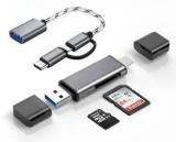 Foxne Point 3in1 Card Reader Type C Micro USB A 3 In 1, USB 3.0 Multi Function, & OTG Cable Card Reader