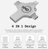 Hmd 4 PORT 1 TB PENDRIVE For IOS & Android Compatible With IPhone, IPad, Android, PC 1 TB OTG Drive (Type A To Type C)