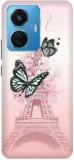 Jugga Back Cover For IQOO Z6 44W, I2206, PINK, BUTTERFLY, EIFEL, TOWER, PARIS (Hard Case, Pack Of: 1)