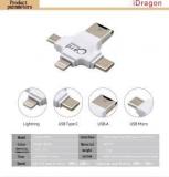 Memore 4 In 1 OTG Card Reader Four Ports Lightning + Type C + Micro USB + USB Card Reader Card Reader