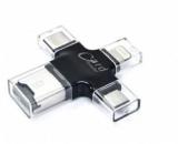 Meshiv 4 In 1 OTG Card Reader: Lightning + Type C + Micro USB + USB Card Reader Card Reader