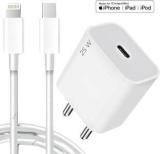 Roarx 25 W Quick Charge 3 A Wall Charger For Mobile With Detachable Cable (25W PD Fast IPhone Charger For IPhone 14/13/12/11 With Type C To Lightning Cable)