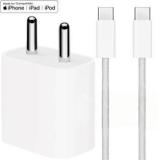 Roarx 25 W Supercharge 3 A Wall Charger For Mobile With Detachable Cable (25W Type C IPhone 15 Charger Adapter Apple With Braided Type C To C Cable, Cable Included)