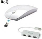 Roq High Speed 4 Port USB Hub With Ultra Slim Wireless Optical Mouse (USB)