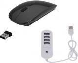 Roq High Speed Ultra Slim Mouse With 4 Port 1 TB USB Hub Wireless Optical Mouse (USB)