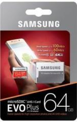 Samsung EVO PLUS 64 GB MicroSD Card Class 10 100 MB/s Memory Card