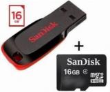 Sandisk Cruzer Blade And Micro Sdhc 16 GB Pen Drive