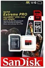 Sandisk extreme pro 128 GB MicroSDXC Class 10 95 MB/s Memory Card (With Adapter)