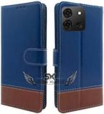 Sess Xusive Flip Cover For Infinix Smart 7 Dual Color Leather Finish Wallet Blue & Brown (Dual Protection)