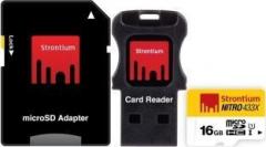 Strontium Nitro 16 GB MicroSD Card Class 10 65 MB/s Memory Card