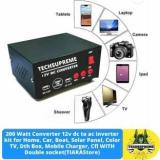 Techsupreme 200 Watt 2 USB 12v Dc To Ac Converter For Laptop 12 W Adapter (Power Cord Included)