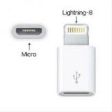 White 8 Pin To Micro USB Worldwide Adaptor