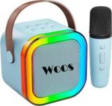 Woos Dynamic RGB Lights, Wireless Microphone, AUX USB TF Input Karaoke Speaker 7 W Bluetooth Wireless Portable Speaker With Mic & TWS Feature (Stereo Channel)