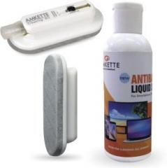 Amkette 152WH 100 ml Ultra Portable Cleaning Kit with Nano Fiber Cloth Brush with Free Additional Antibacterial Liquid Solution for Mobiles, Laptops