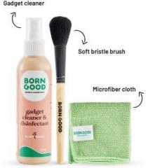 Born Good Plant Based Gadget Cleaner Spay Kit with Soft Bristle Brush, Microfiber Cloth for Computers, Laptops, Mobiles, Gaming (BG Gadget Cleaner Kit)