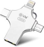 Evm EnStore 4 in 1 OTG FlashDrive/Type C/Lightning/USB 3.0 for PC/IPhone/Android 128 GB Pen Drive