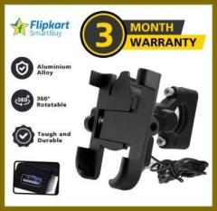 Flipkart Smartbuy Universal Bike Mount Holder Metal Body 360Degree Rotating Handlebar with Charger Bike Mobile Holder