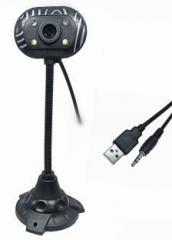 House Of Sensation 4 LED Lights 8.0 Mega Pixels Driverless USB 2.0 Webcam PC Web Camera with Microphone Pack of 1 Webcam