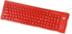 Newvez USB 2.0 Silicon Flexible Red Wired USB Multi device Keyboard