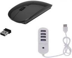 Roq High Speed Ultra Slim Mouse With 4 port 1 TB USB Hub Wireless Optical Mouse (USB)