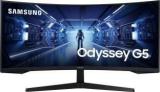 Samsung 165 Hz Refresh Rate LC34G55TWWWXXL Odyssey G5 1000R 34 Inch Curved WQHD VA Panel With HDR 10, Game Style UI, Borderless UltraWide Gaming Monitor (AMD Free Sync, Response Time: 1 Ms)