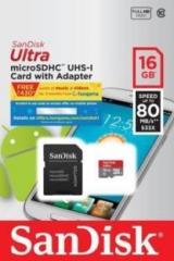 Sandisk Ultra 16 GB MicroSDHC Class 10 80 MB/s Memory Card (With Adapter)