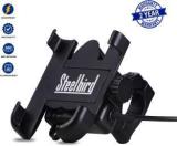 Steelbird Universal Mount Phone Holder with 360 degree, Rotating Handlebar with USB Cable Bike Mobile Holder