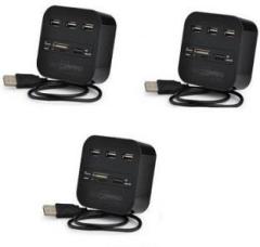 Technigent SET OF 3 COMBO HUB All In One with 3 ports for SD/MMC/M2/MS [BLACK] multi Card Reader