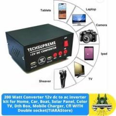 Techsupreme 200 Watt 2 USB 12v Dc to Ac Converter for Laptop 12 W Adapter (Power Cord Included)