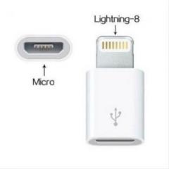 White 8 Pin to Micro USB Worldwide Adaptor