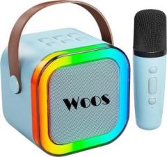 Woos Dynamic RGB Lights, Wireless Microphone, AUX USB TF Input Karaoke Speaker 7 W Bluetooth Wireless Portable Speaker with Mic & TWS Feature (Stereo Channel)