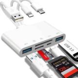 Zorbes 5 In 1 Memory Card Reader OTG Adapter With 2 USB Port Micro SD & SD Card Reader