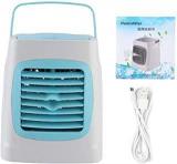 Air Cooler Fan, Mini, 3 Gear Speeds Desktop Hangable LED Light For Home Summer Cooling Fan Office Humidifier AC (Sky Blue, Insect)