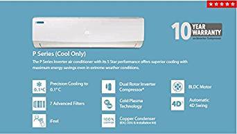 Blue Star 2 Ton 5 Star BI 5CNHW24PAFU Inverter Split AC (2018, Copper, White)