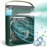 Drumstone 15 YEARS WARRANTY Personal Air Cooler, Fan, Mini Evaporative Cooler With 7 Colors LED Light, 1/2/3 H Timer, 3 Wind Speeds And 3 Spray Modes Green/White Portable AC