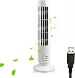 Homgee Tower Fan Quiet Bladeless 2 Speed Electric Fan USB Powered Tower Fan Vertical Air Conditioning Fan For Indoor Bedroom Home Office, White Portable