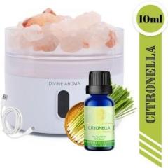 Divine Aroma White Ultrasonic Aroma Diffuser & Citronella Pure Essential Oil Diffuser Set Portable Room Air Purifier