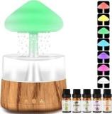 Stallaa Rain Cloud Humidifier Water Drip Colors Night Light Mushroom Lamp Diffuser Portable Room Air Purifier