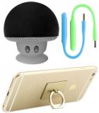 Anwesha's High Quality Portable Bluetooth Speaker Mini Mushroom With Universal Finger Ring Stand Holder And Two Usb Led Light