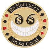 Funny Metal Poker Guard Card Protector Coin Chip With Round Plastic Case Novelty & Gag Toys Children Adult Gift