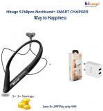 Hitage NBT5768 Pro Bluetooth & HTi131 Charger Neckband Wireless With Mic Headphones/Earphones